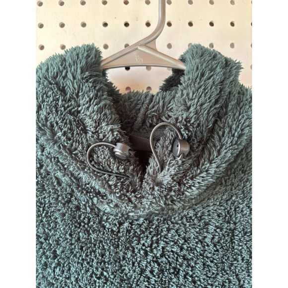 H&M Women's Small Green Hooded Sherpa Relaxed Fit Cozy Lounge Hoodie - Picture 2 of 6